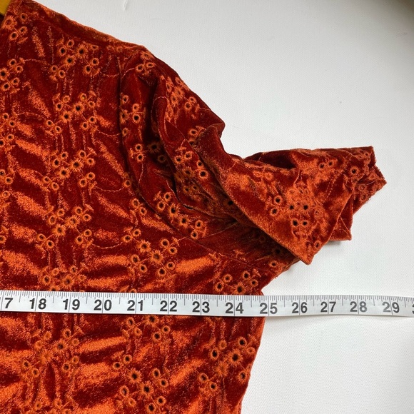ASOS Design Women’s Smock Top Blouse Shirt Size 14 In Velvet Broidery Rust - Picture 6 of 8